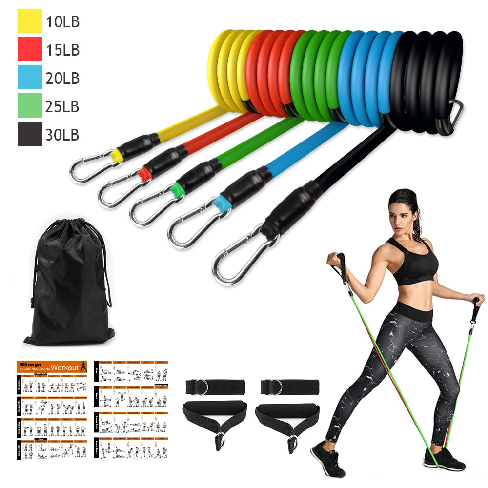 Resistance Bands Set Exercise Bands with Door Anchor Legs Ankle Straps for Resistance Training, Home Workouts