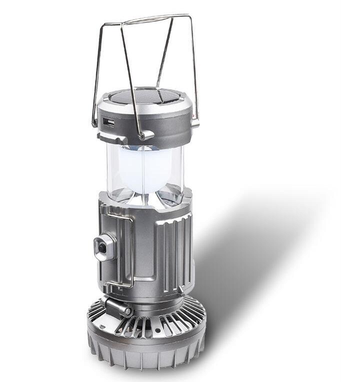 Portable Outdoor LED Camping Lantern With Fan Solar Charge Rechargeable Light Hanging Tent Lamp Flashlight