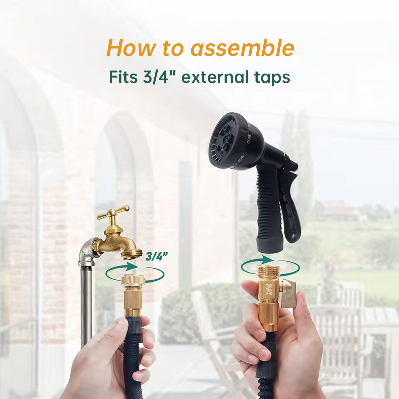 100 - ft Expandable Garden Hose with Nozzle. Light, Durable & Kink - Free for Car Wash & Outdoor Watering