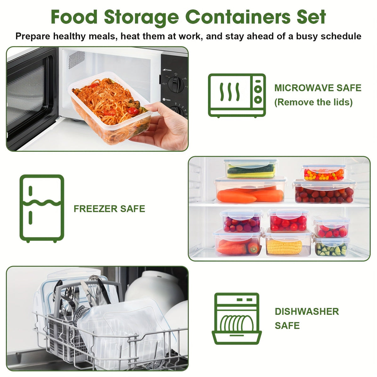16-50PCS Food Storage Containers Set - BPA-Free Plastic Containers with Lids, Labels & Marker - Stackable, Leak-Proof, Reusable Kitchen Organizers for Meal Prep & Pantry Storage