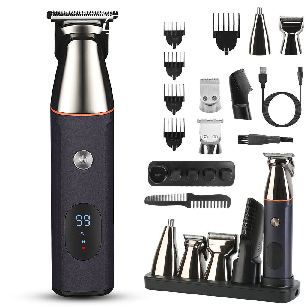 All In One Beard Trimmer for Men With 5 Trimmer Heads IPX5 Waterproof Electric Razor For Face Nose Body Beard Cordless Hair Shaver Clipper Grooming Ki