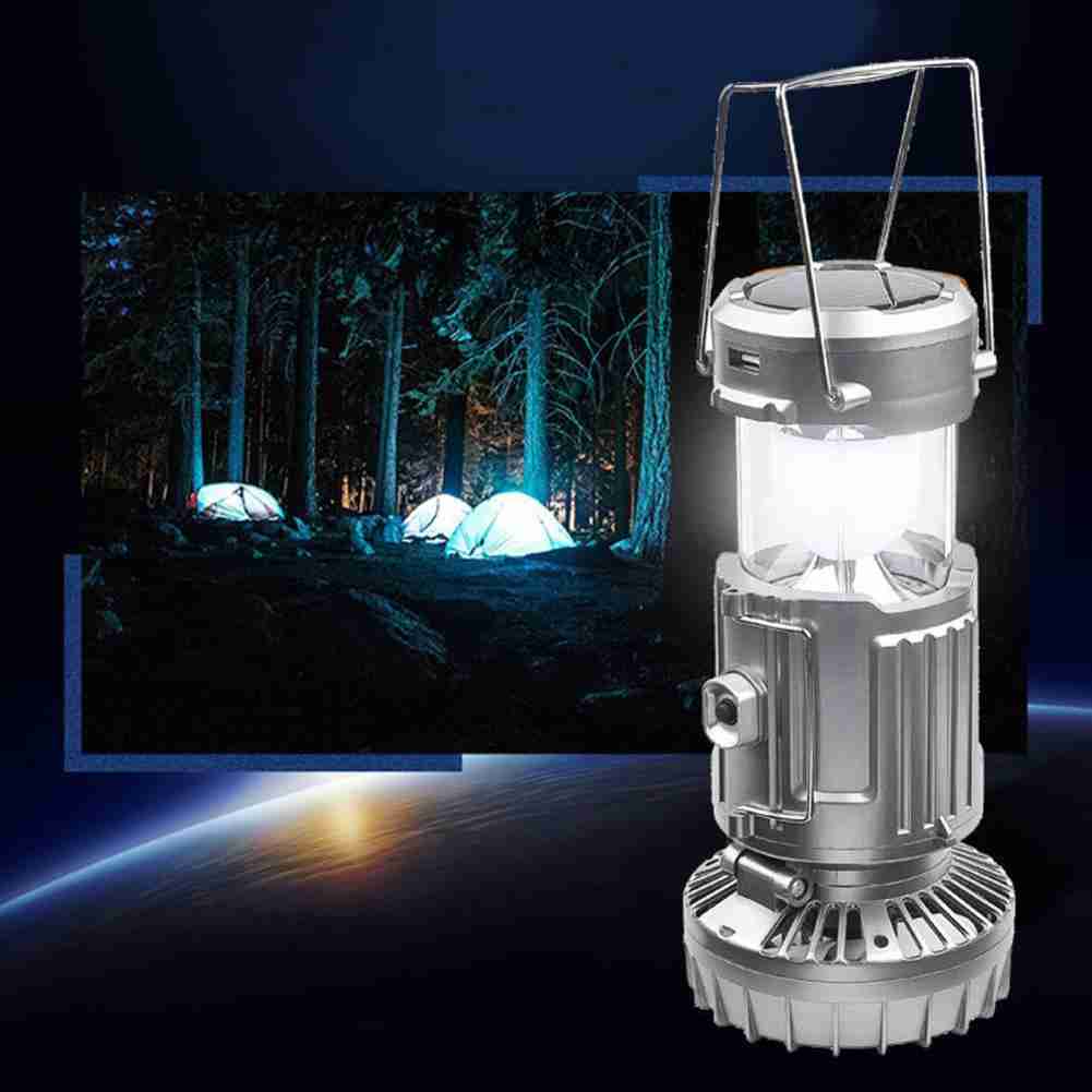 Portable Outdoor LED Camping Lantern With Fan Solar Charge Rechargeable Light Hanging Tent Lamp Flashlight