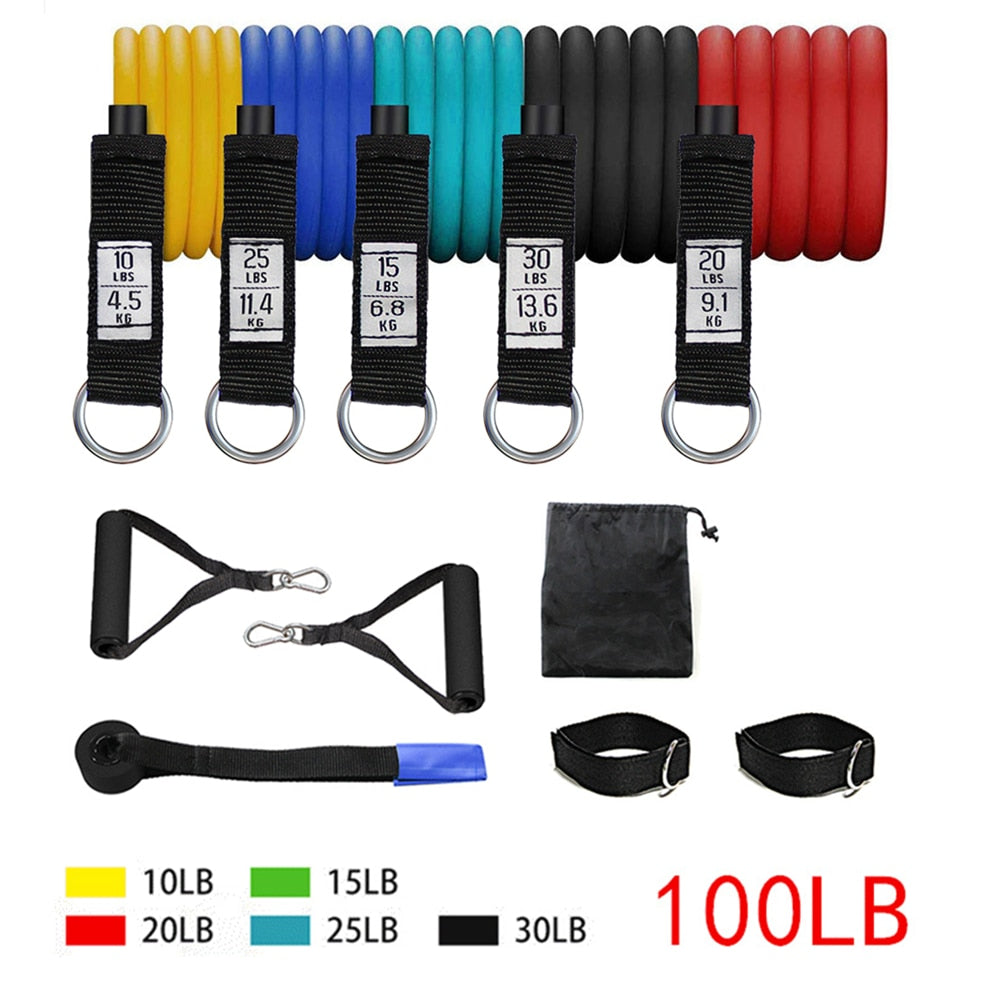 Resistance Bands Set Exercise Bands with Door Anchor Legs Ankle Straps for Resistance Training, Home Workouts