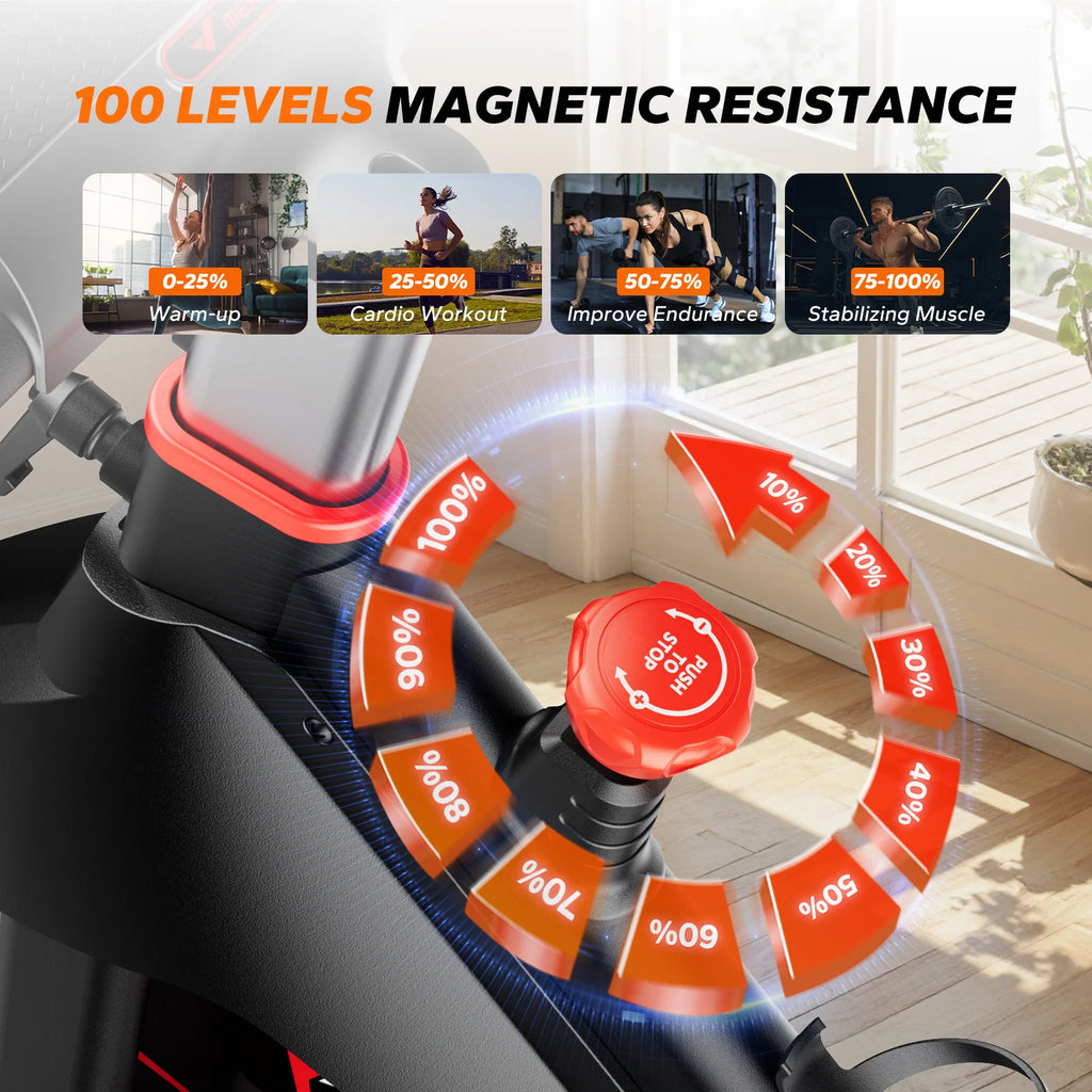 Exercise Bike S38 Indoor Cycling Magnetic Resistance Exclusive App 300lbs Capacity Comfortable Seat for Home&Weight Loss