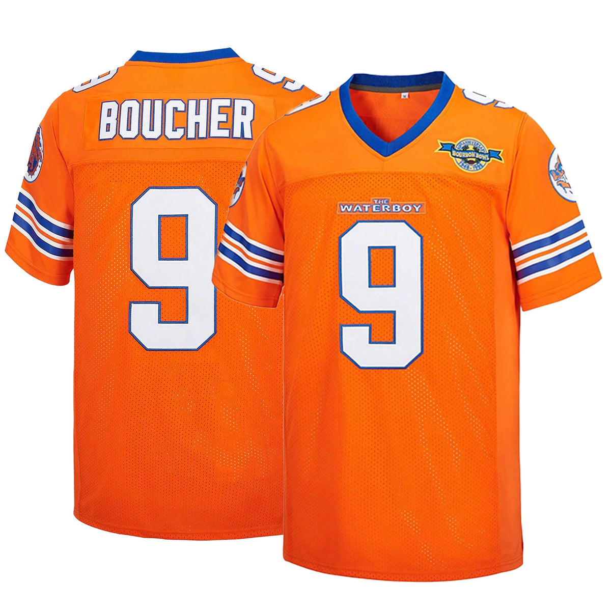 Men's #9 Bobby Boucher The Waterboy Adam Sandler Movie Mud Dogs Bourbon Bowl Football Jersey，Letter Embroidery Rugby Jersey，Holiday Gift