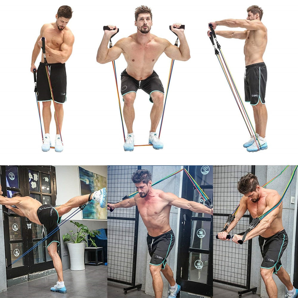 Resistance Bands Set Exercise Bands with Door Anchor Legs Ankle Straps for Resistance Training, Home Workouts