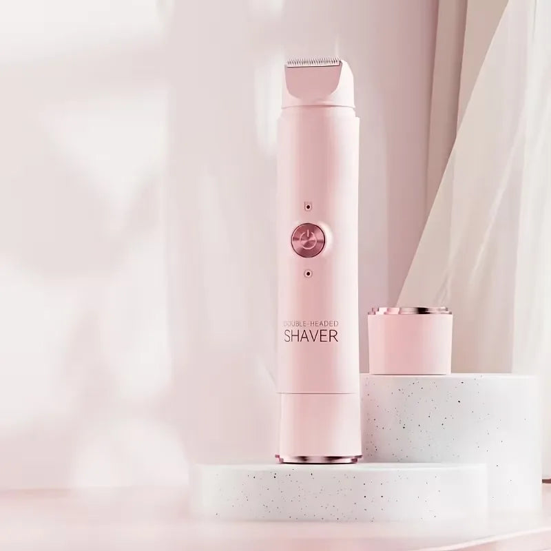 2 in 1 Electric Hair Trimmer for Women Dual Head USB Charging Cordless Wet Dry Body Facial Bikini Shaver Portable