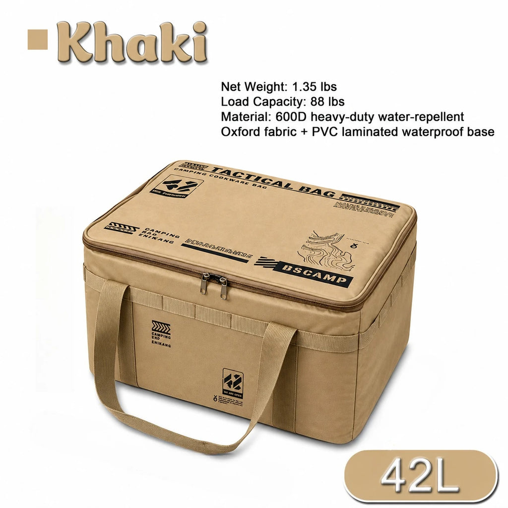 42L Tactical Camping Storage Bag Large Capacity Foldable Reusable Ideal for Picnic Utensils and Outdoor Gear