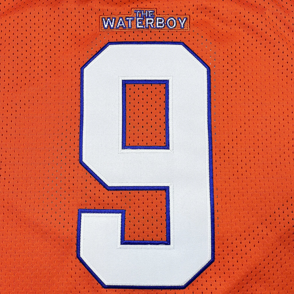 Men's #9 Bobby Boucher The Waterboy Adam Sandler Movie Mud Dogs Bourbon Bowl Football Jersey，Letter Embroidery Rugby Jersey，Holiday Gift