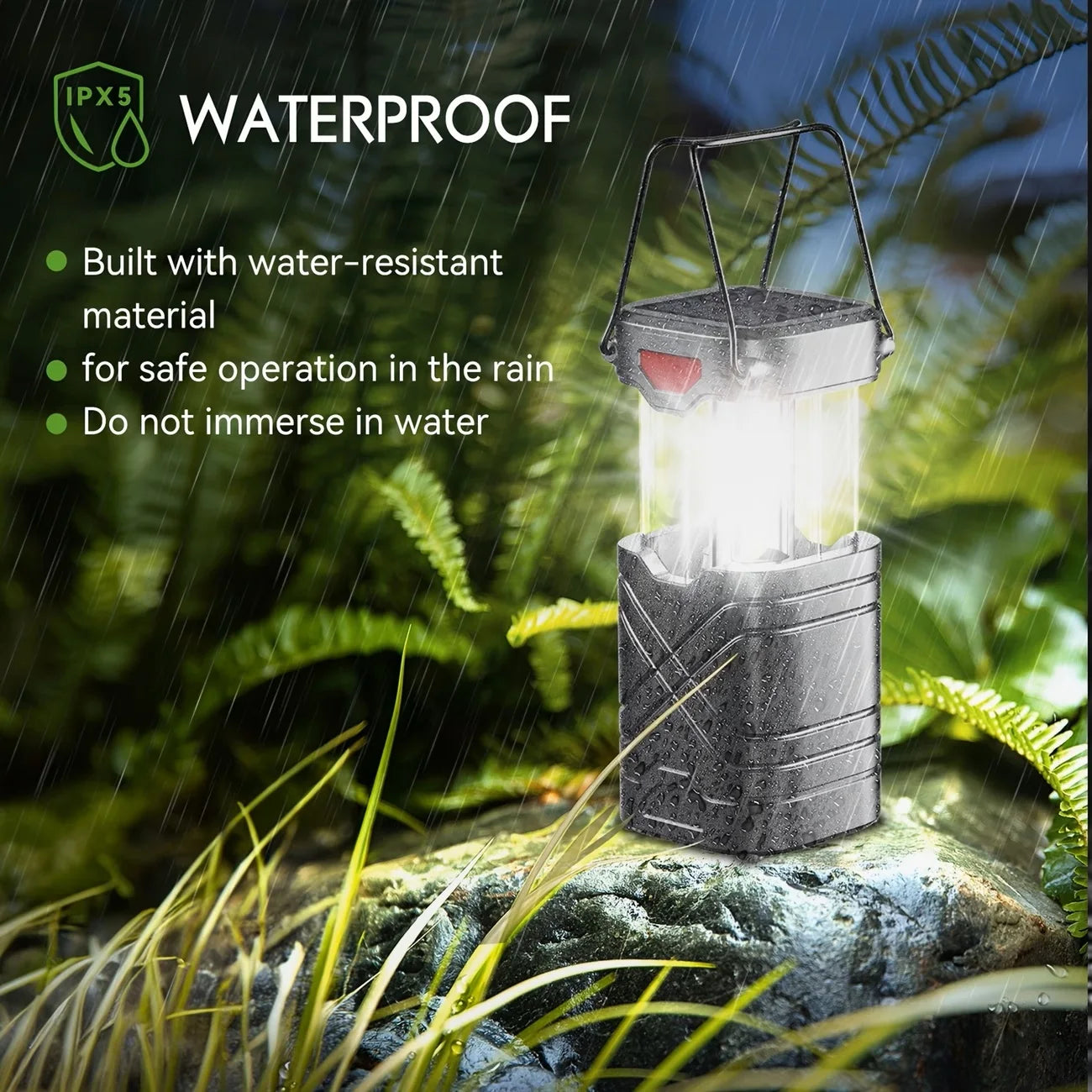 Solar Camping Lantern 2/4-Pack, Rechargeable LED with Flashlight, USB-C & Solar Powered, Collapsible for Outdoor,