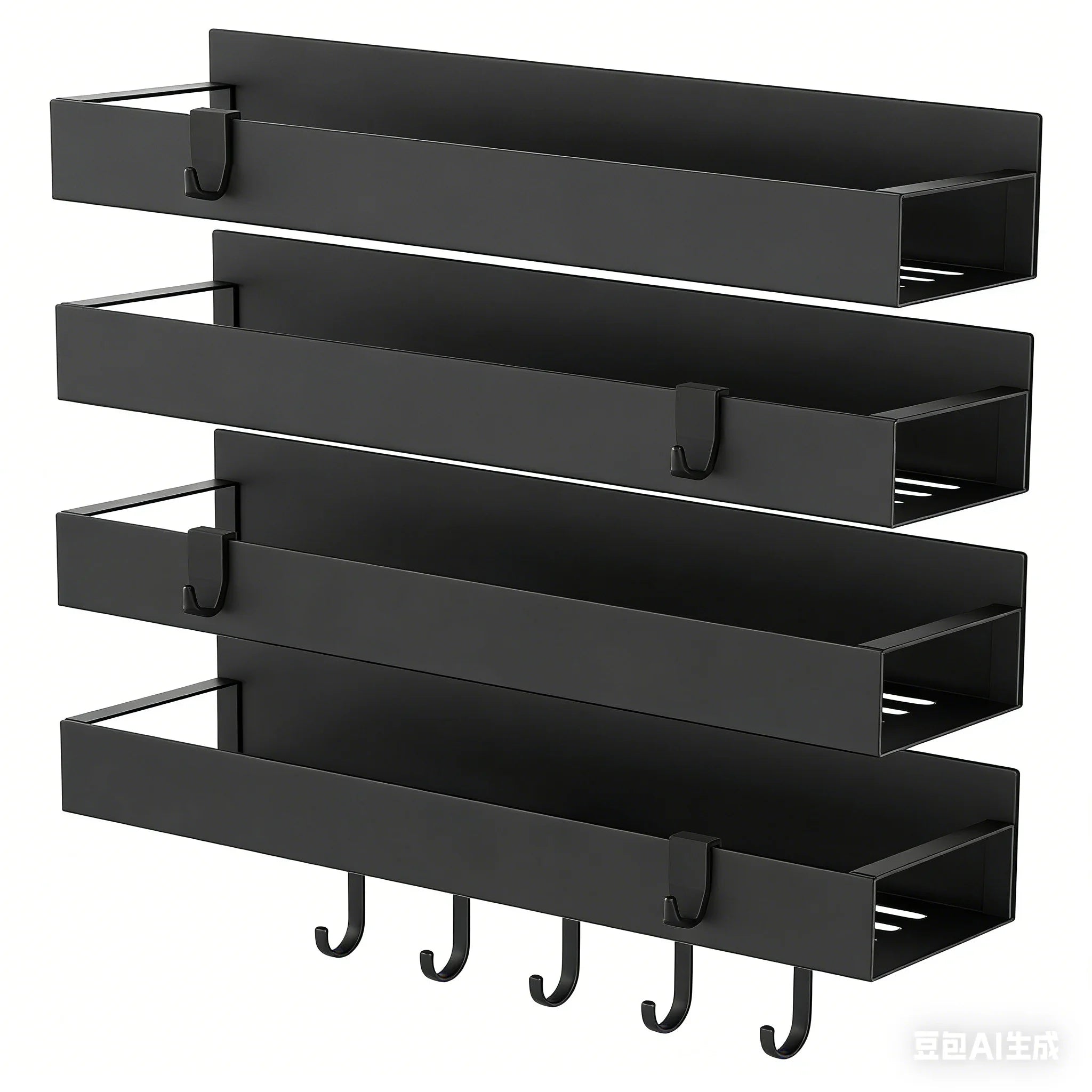 4 Pack Magnetic Spice Rack Organizer for Refrigerator and Oven, Black Fridge Organizers and Storage for Kitchen