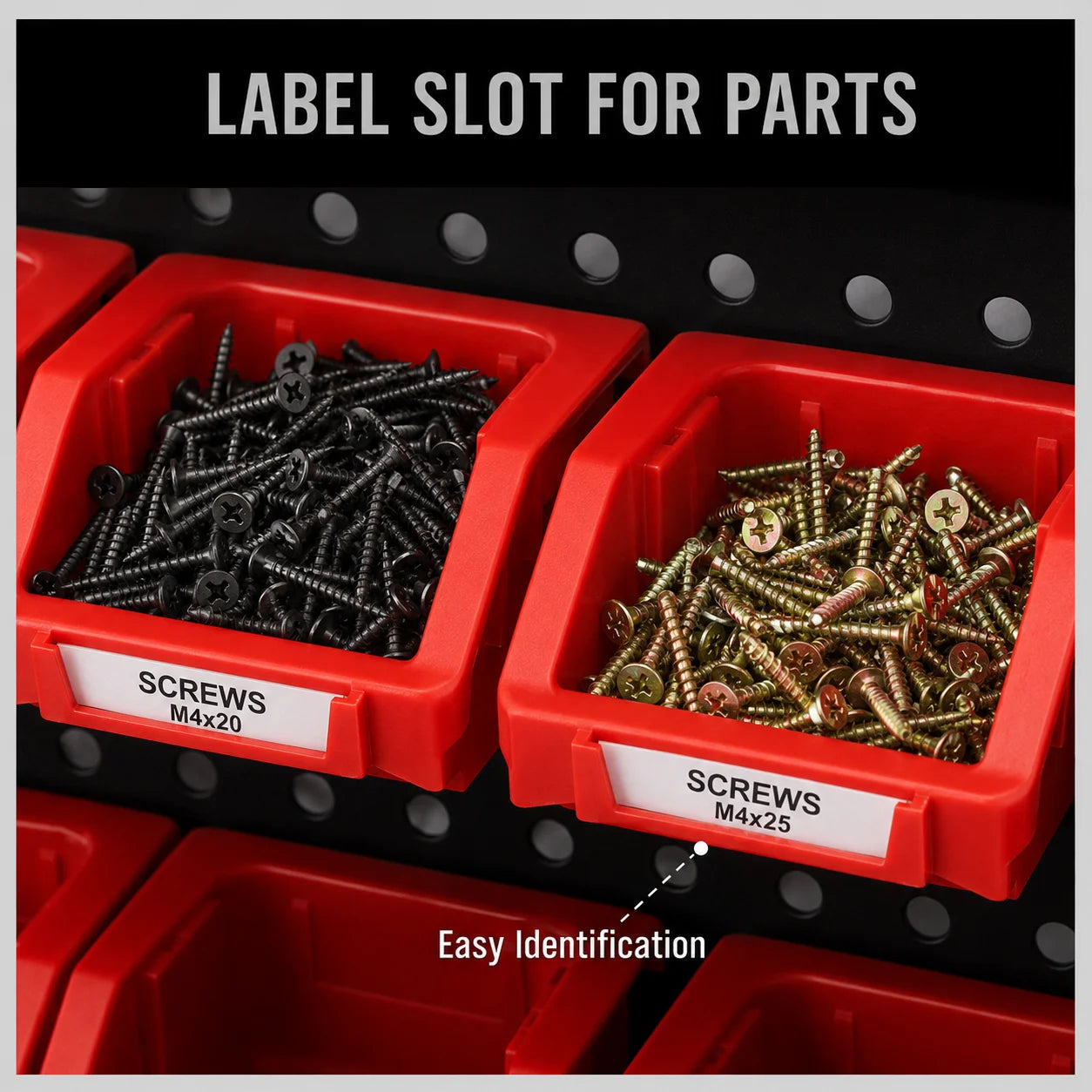 30-Bin Wall Mounted Small Parts Organizer, Garage Tool Storage Rack System with 2 Louvered Wall Panels, Stackable Plastic Bins for Screws, Nuts, Bolts, Nails