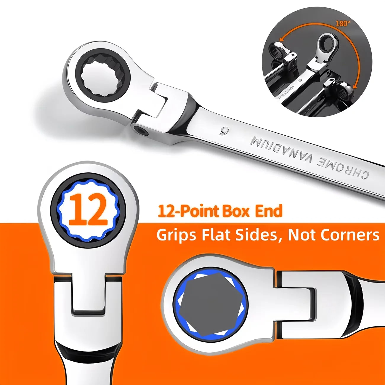 7pcs Ratchet Wrench Tool Set, 72-Tooth with Reversible Adjustable Torque, Multi-Function Car Repair Tool - Suitable for Repair