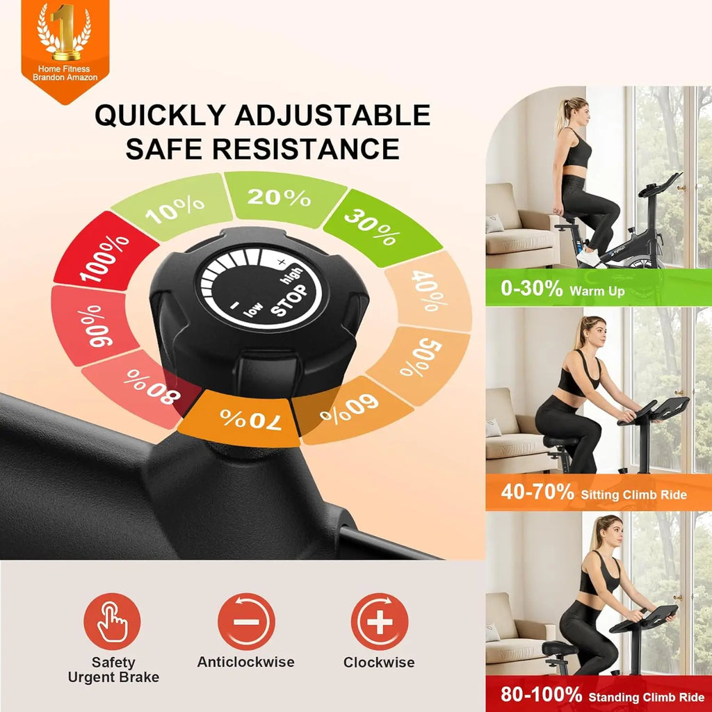 Exercise Bikes for Home,Spin Bike with Adjustable Magnetic,Brake Pad Resistance Silent Belt Drive,350lbs/300lbs Weight Capacity &Upgraded Version Seat for Home Cardio&Weight Loss(QM-530W)