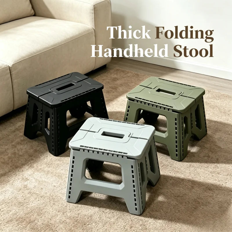 Extra-Thick Folding Handheld Stool, Portable Stool for Adults, Low Stool for Outdoor and Home Camping