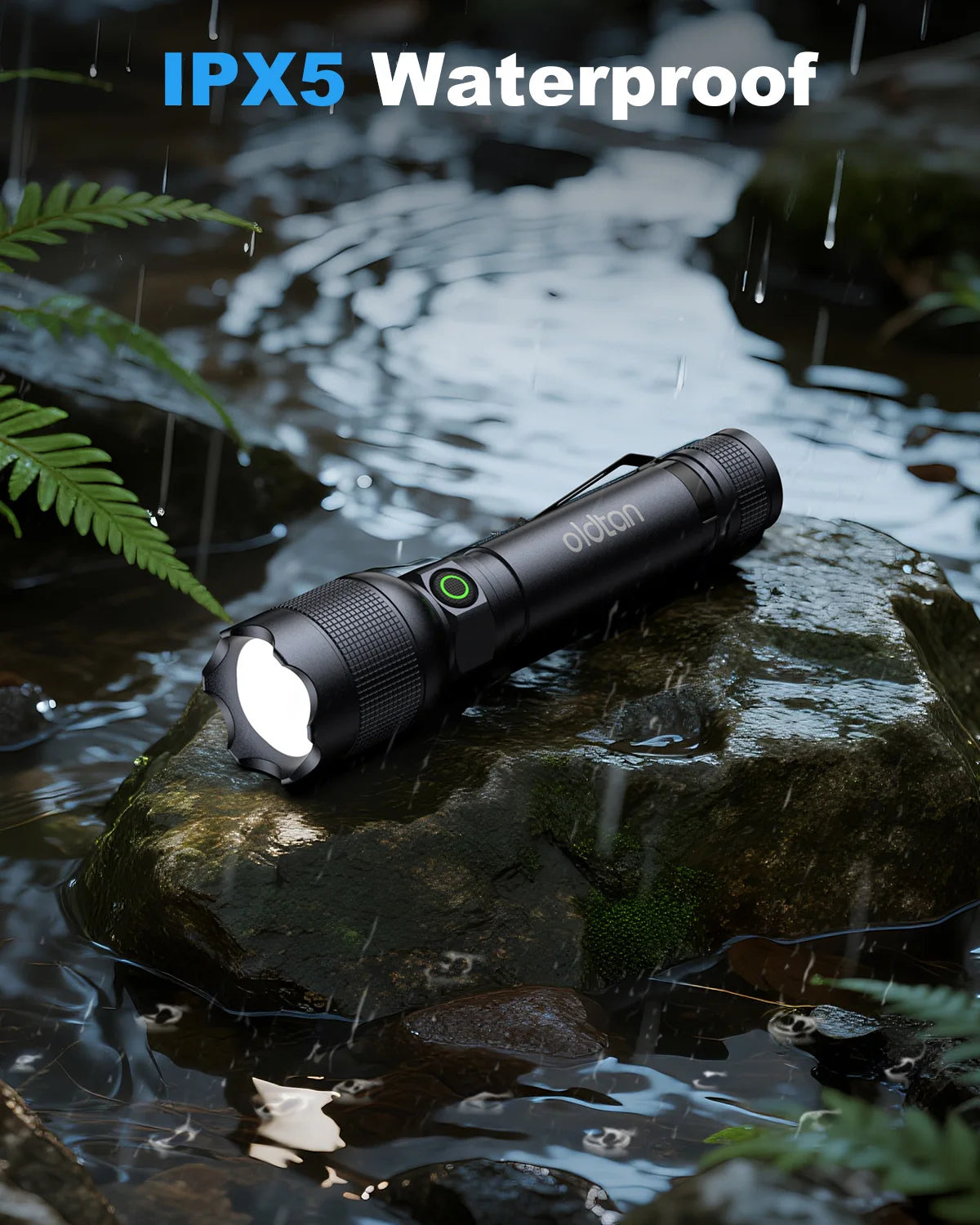 2pcs Most Powerful Led Flashlights 1000LM Built-in Battery Flash Light Zoomable Protable Super Bright Tactical Torch 5000mah for Outdoors/Camping/Emergency