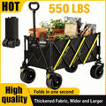 Heavy Duty Large Capacity Folding Wagon Cart，Outdoor Utility Camping Trolley，Portable Picnic Beach Cart，All-Terrain 360°Wheels Utility Cart for Camping, Shopping, Garden And Outdoor Use