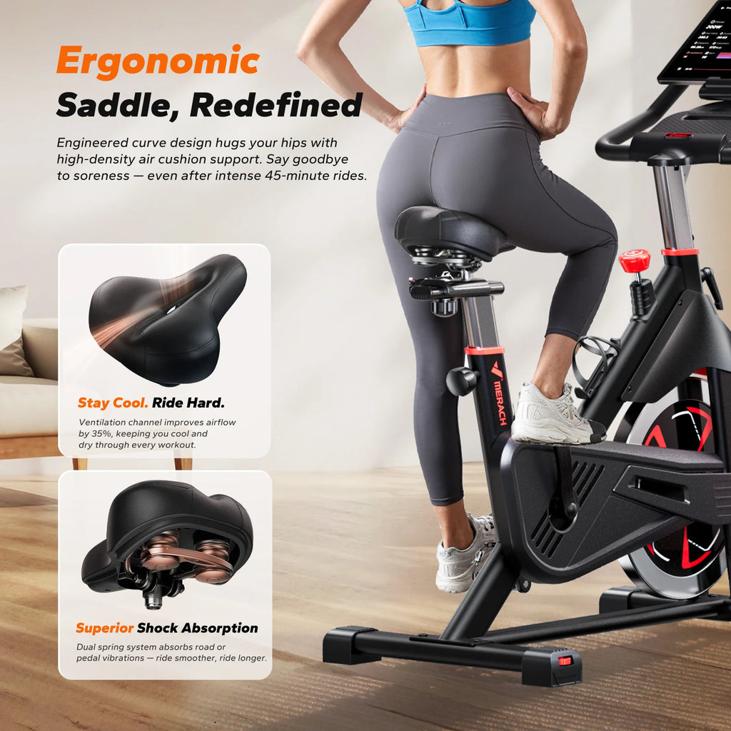 Exercise Bike S38 Indoor Cycling Magnetic Resistance Exclusive App 300lbs Capacity Comfortable Seat for Home&Weight Loss