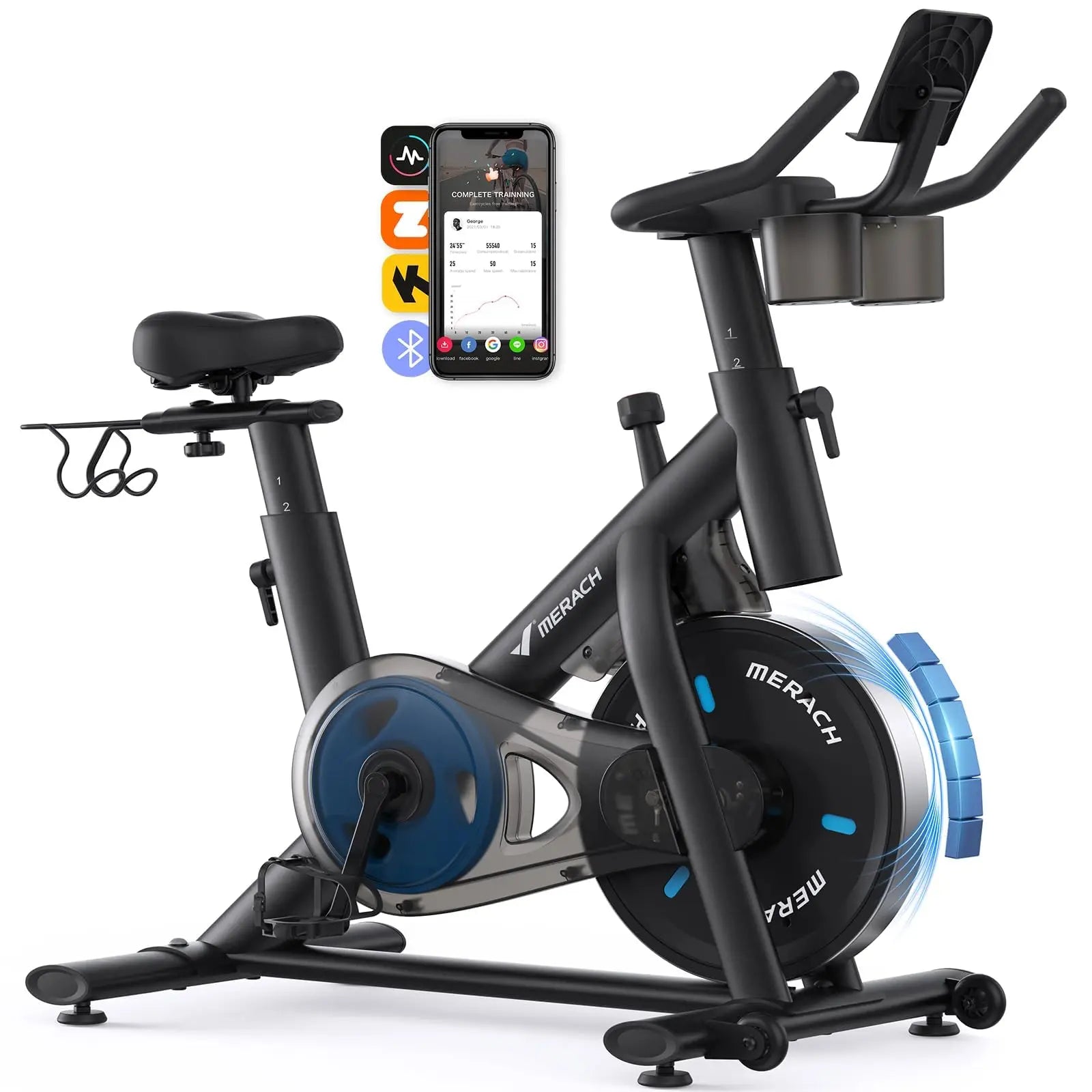 Exercise Bike, Stationary Bike, with Exclusive App, Low Noise Indoor Cycling, Bike with Fitness Courses