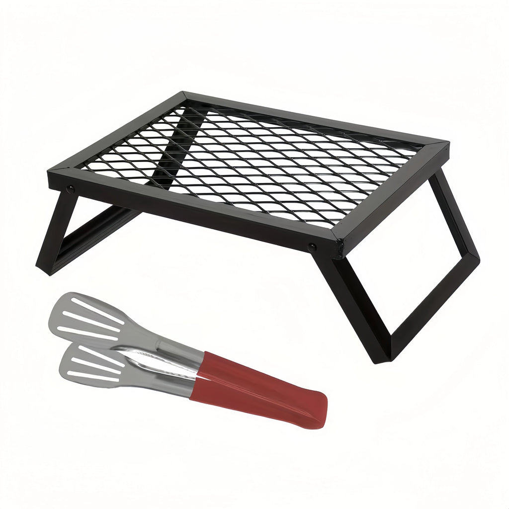 Portable folding barbecue grill, barbecue grill, bonfire rack, specially designed for outdoor camping bonfire cooking. For use in camps with open fire pits. good gifts