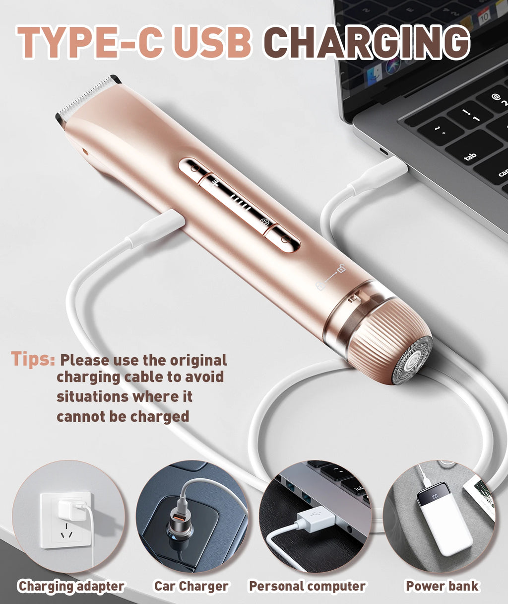 Bikini Trimmer for Women - 2 in 1 Electric Razors for Women - Dual Head Electric Shaver - IPX7 Waterproof Wet & Dry Use Body Hai