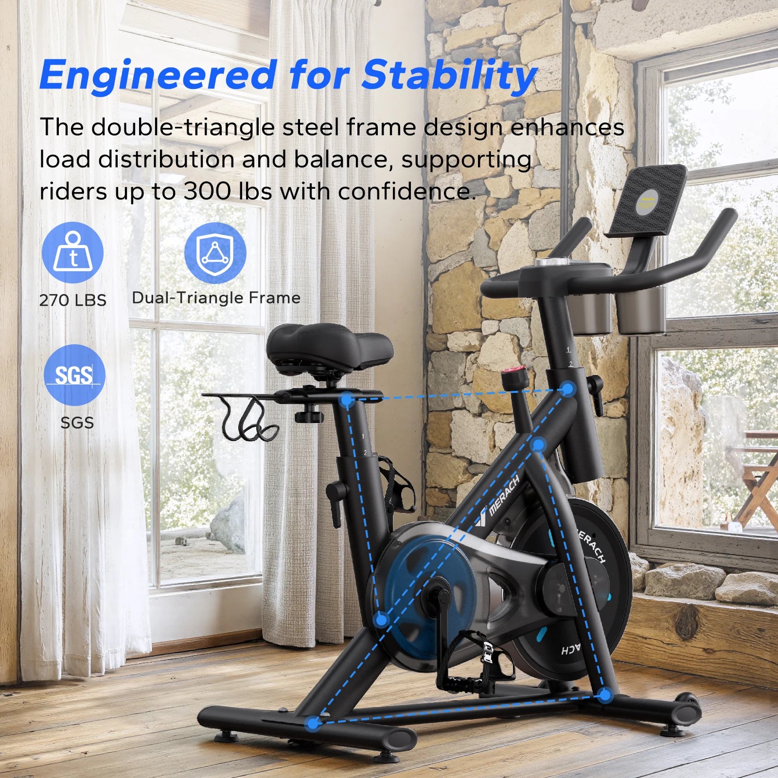 Exercise Bike, Stationary Bike, with Exclusive App, Low Noise Indoor Cycling, Bike with Fitness Courses