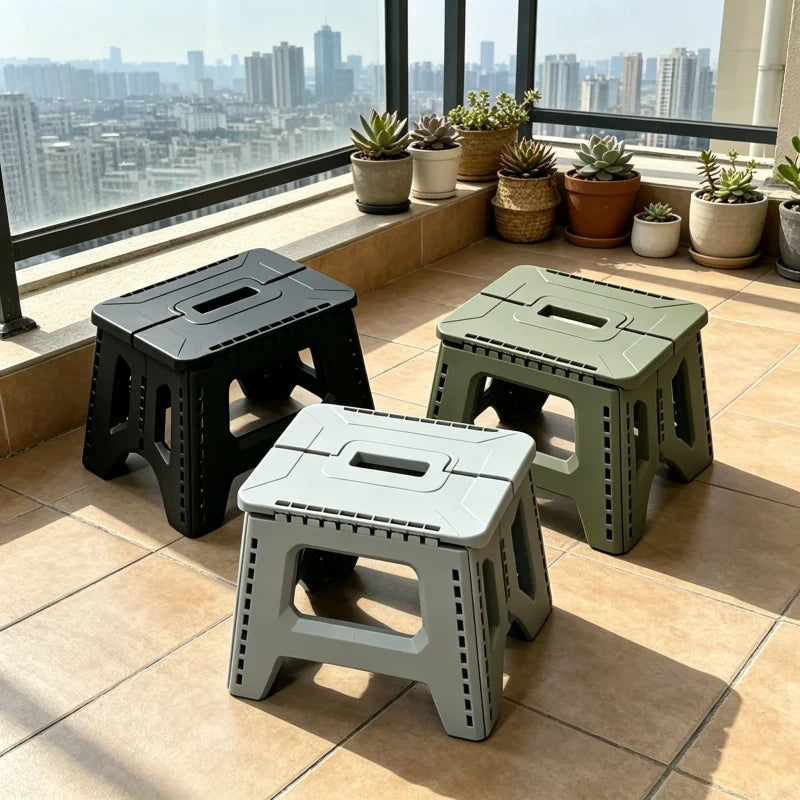 Extra-Thick Folding Handheld Stool, Portable Stool for Adults, Low Stool for Outdoor and Home Camping