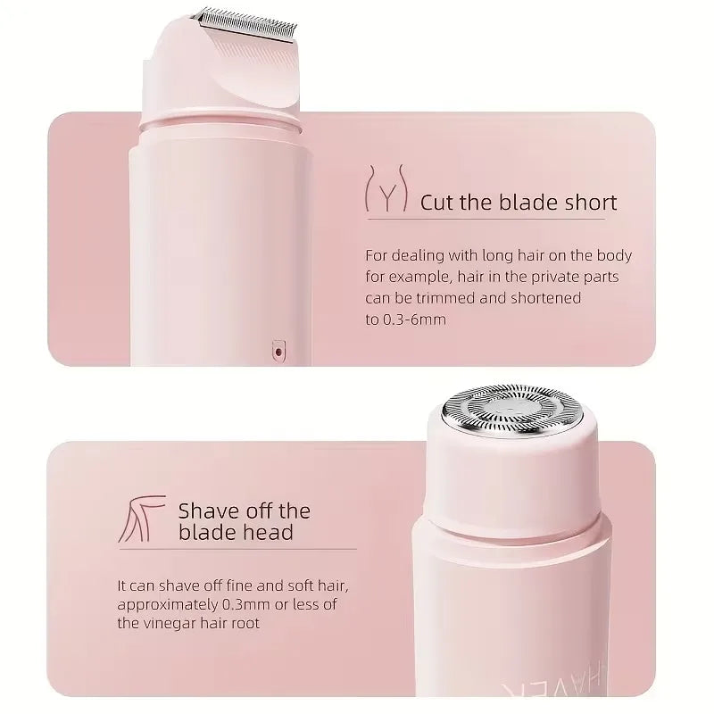 2 in 1 Electric Hair Trimmer for Women Dual Head USB Charging Cordless Wet Dry Body Facial Bikini Shaver Portable