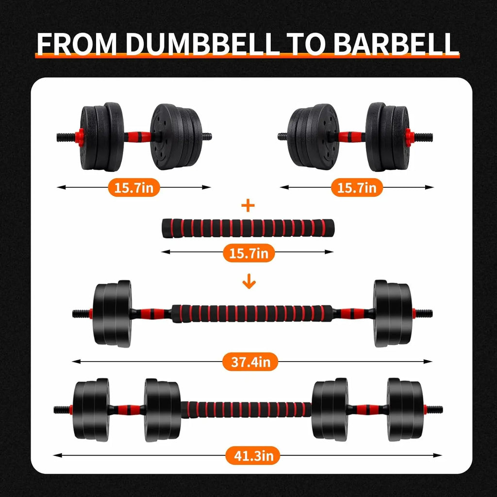 5-44lbs Adjustable Dumbbell to Barbell Set, Anti-Slip Grip, Versatile Home Gym Fitness, Strength Training,