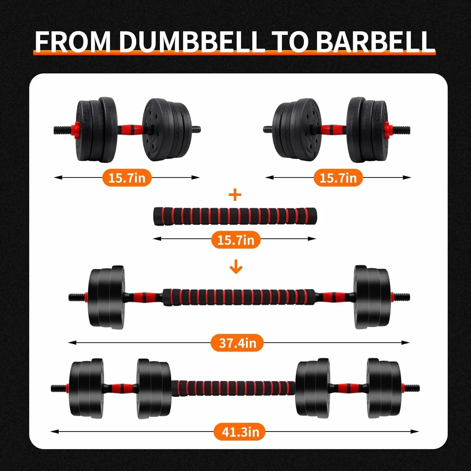 5-44lbs Adjustable Dumbbell to Barbell Set, Anti-Slip Grip, Versatile Home Gym Fitness, Strength Training,