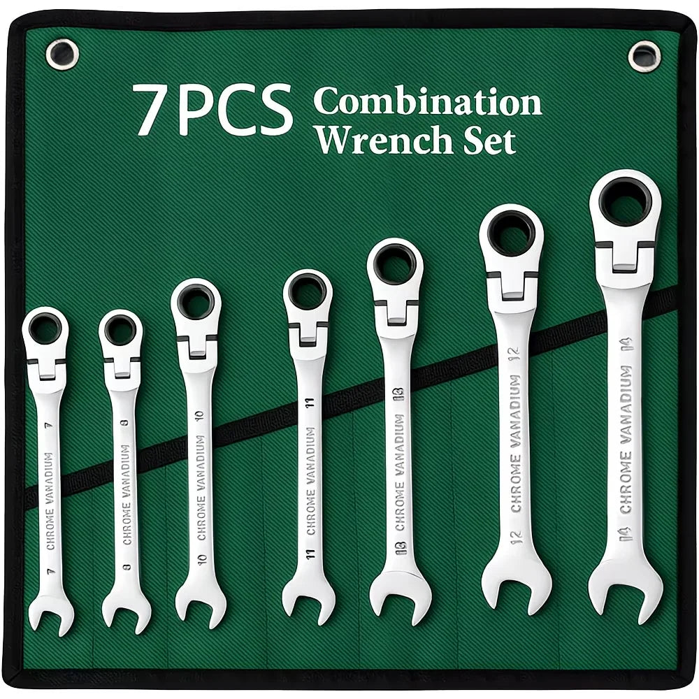 7pcs Ratchet Wrench Tool Set, 72-Tooth with Reversible Adjustable Torque, Multi-Function Car Repair Tool - Suitable for Repair