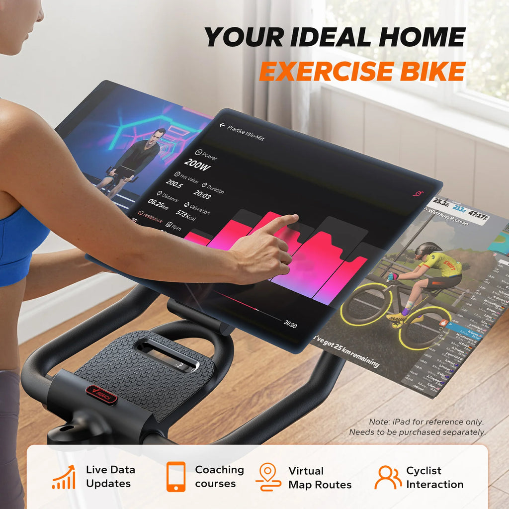 Exercise Bike S38 Indoor Cycling Magnetic Resistance Exclusive App 300lbs Capacity Comfortable Seat for Home&Weight Loss