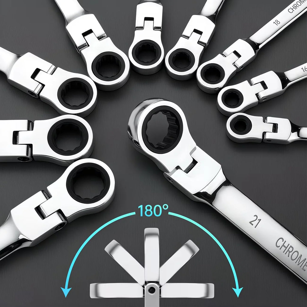 7pcs Ratchet Wrench Tool Set, 72-Tooth with Reversible Adjustable Torque, Multi-Function Car Repair Tool - Suitable for Repair