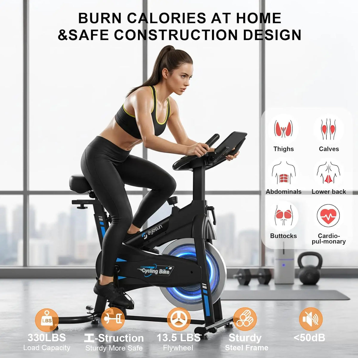 Exercise Bikes for Home,Spin Bike with Adjustable Magnetic,Brake Pad Resistance Silent Belt Drive,350lbs/300lbs Weight Capacity &Upgraded Version Seat for Home Cardio&Weight Loss(QM-530W)