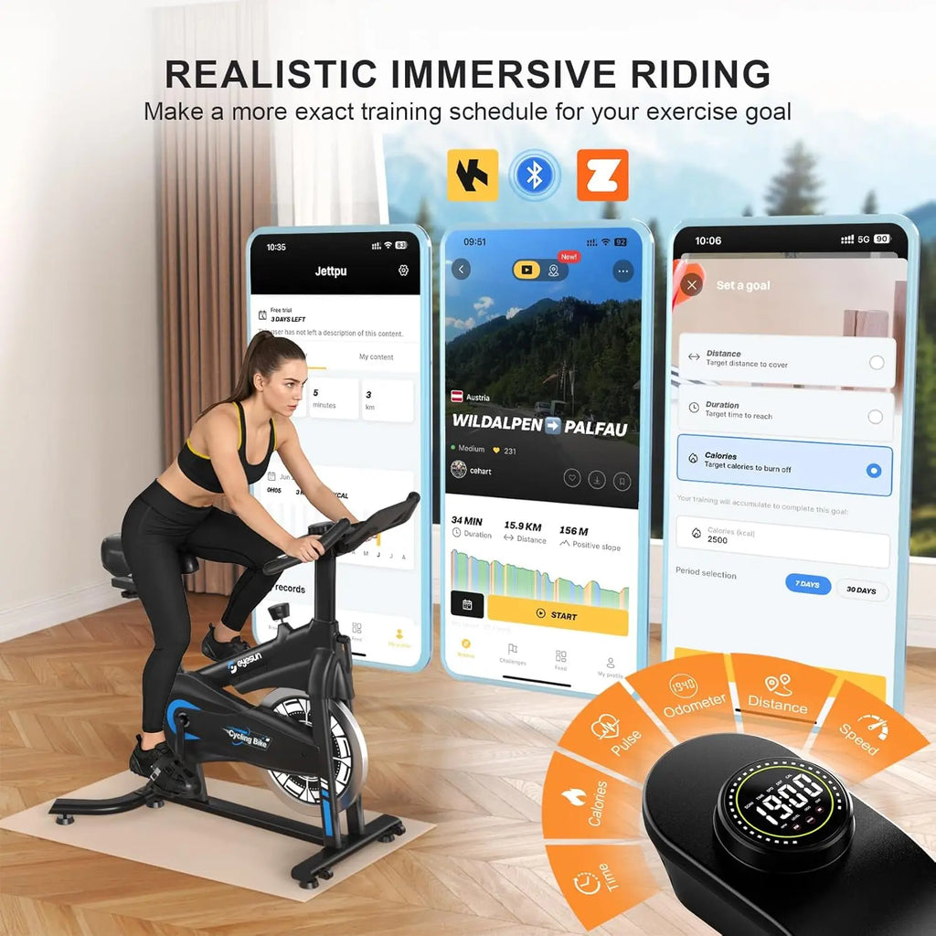 Exercise Bikes for Home,Spin Bike with Adjustable Magnetic,Brake Pad Resistance Silent Belt Drive,350lbs/300lbs Weight Capacity &Upgraded Version Seat for Home Cardio&Weight Loss(QM-530W)