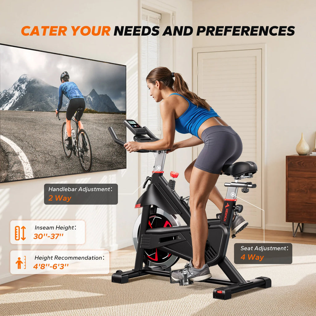 Exercise Bike S38 Indoor Cycling Magnetic Resistance Exclusive App 300lbs Capacity Comfortable Seat for Home&Weight Loss