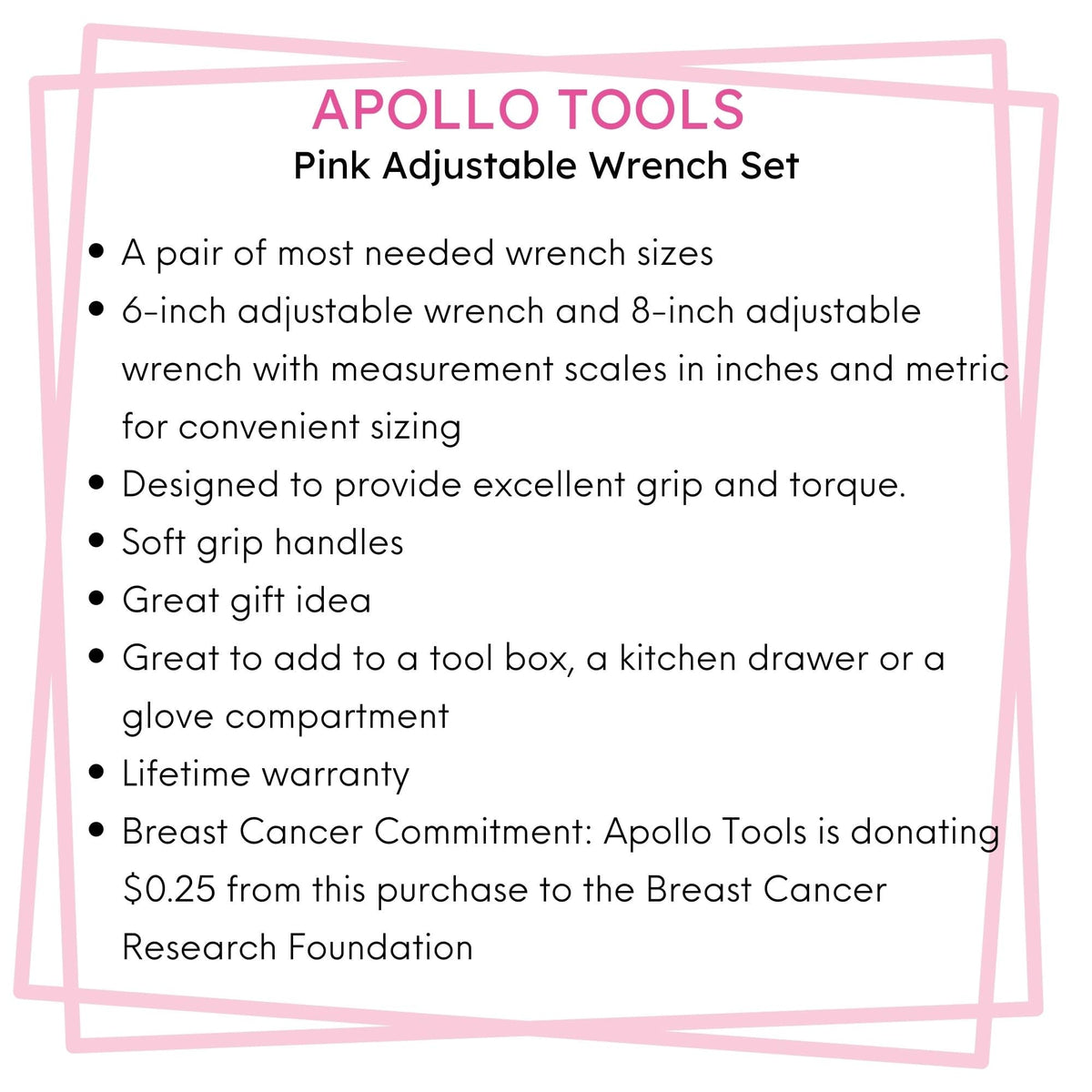 2 Adjustable Wrenches - Pink -