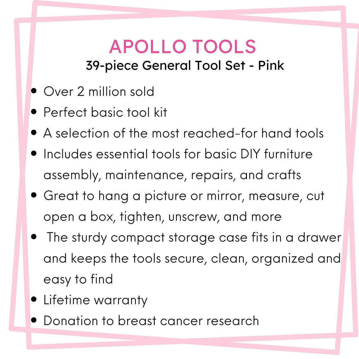 39 Piece General Tool Set Pink - DT9706P