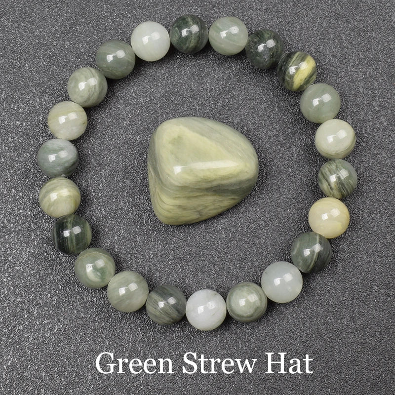 Golden Obsidian Stone Beads Bracelet Men Women Golden Light Rainbow Obsidian Raw Stone Round Bead Natural Energy Jewelry