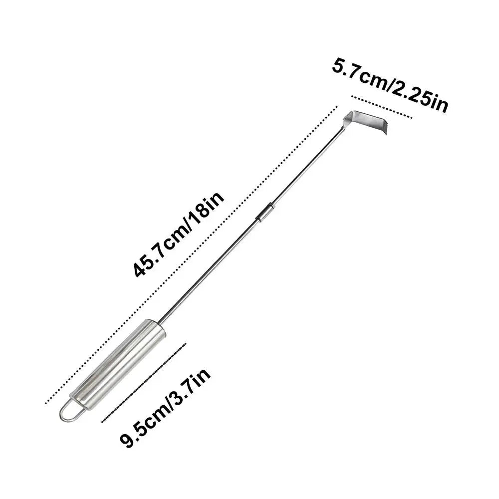 46cm Stainless Steel Charcoal Ash Rake Extendable BBQ Ash Tool Stainless Steel Grill Hoe Tool Stove Cleaning Tool Accessories