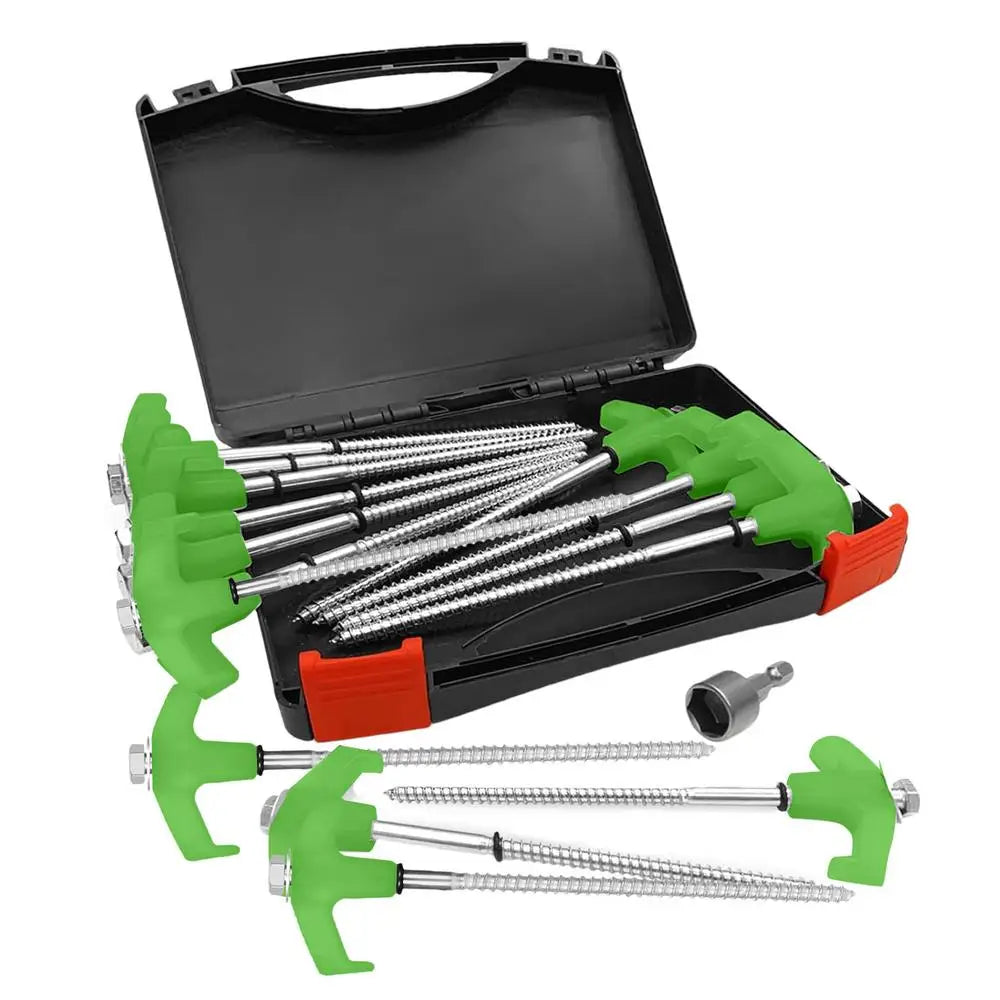 15pcs Metal Tent Spikes Camping Pegs Drill In Ground Anchors Heavy Duty Spiral Screw Stakes Ground Anchors Screw In Tent Stakes