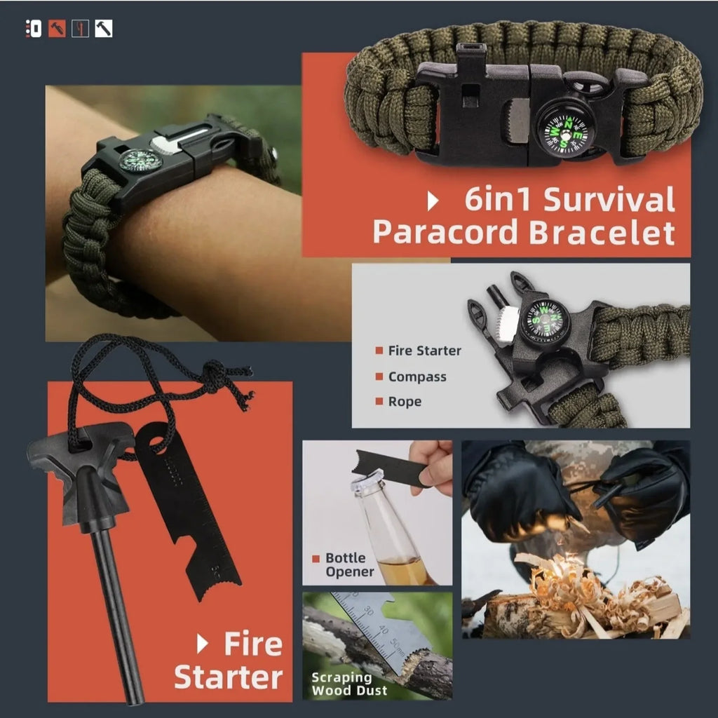 13 in 1 Outdoor Survival Kit Multi-function Emergency First Aid Tools Camping Hiking Self Defense Gear