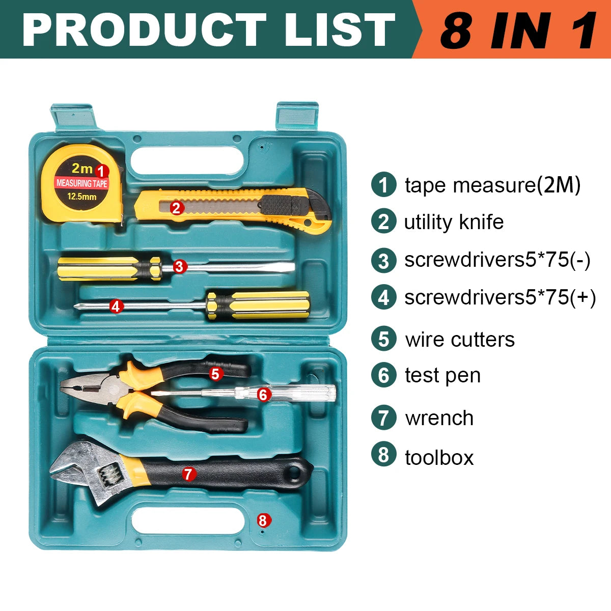 8/9/12/13Pcs Hand Tool Sets, Household Home Repair, Tool Set, Screwdriver Tool Box Set, Scissors Claw Hammer