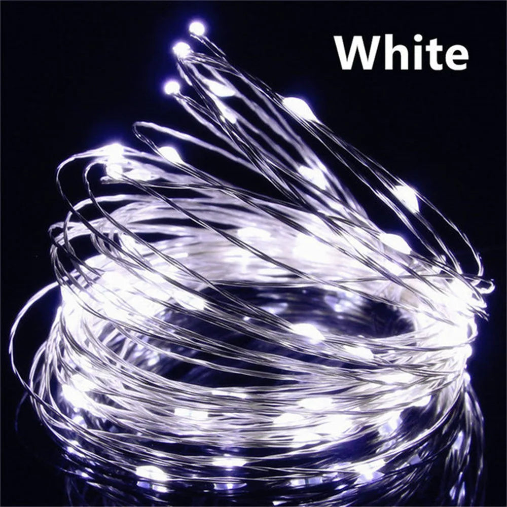 10/20/30M USB LED String Lights Copper Silver Wire Garland Light Waterproof Lights For Christmas Wedding Party Decoration