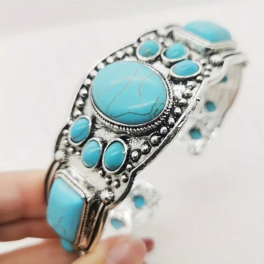 1 Piece/Retro Bohemian Natural Turquoise Bracelet  Holiday Bohemian Exquisite Accessories
