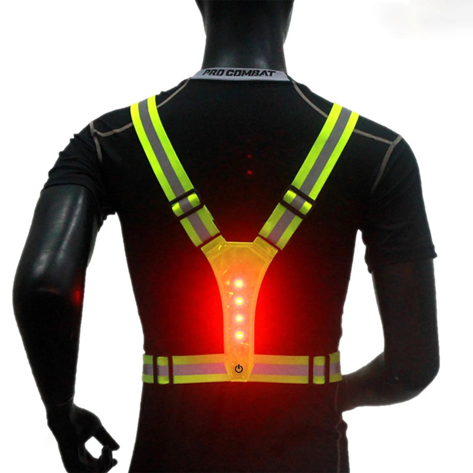 LED Cycling Vest, High Visibility, Outdoor Running Cycling Reflective Safety Vest, Adjustable Elastic Strap, Reflective Belt