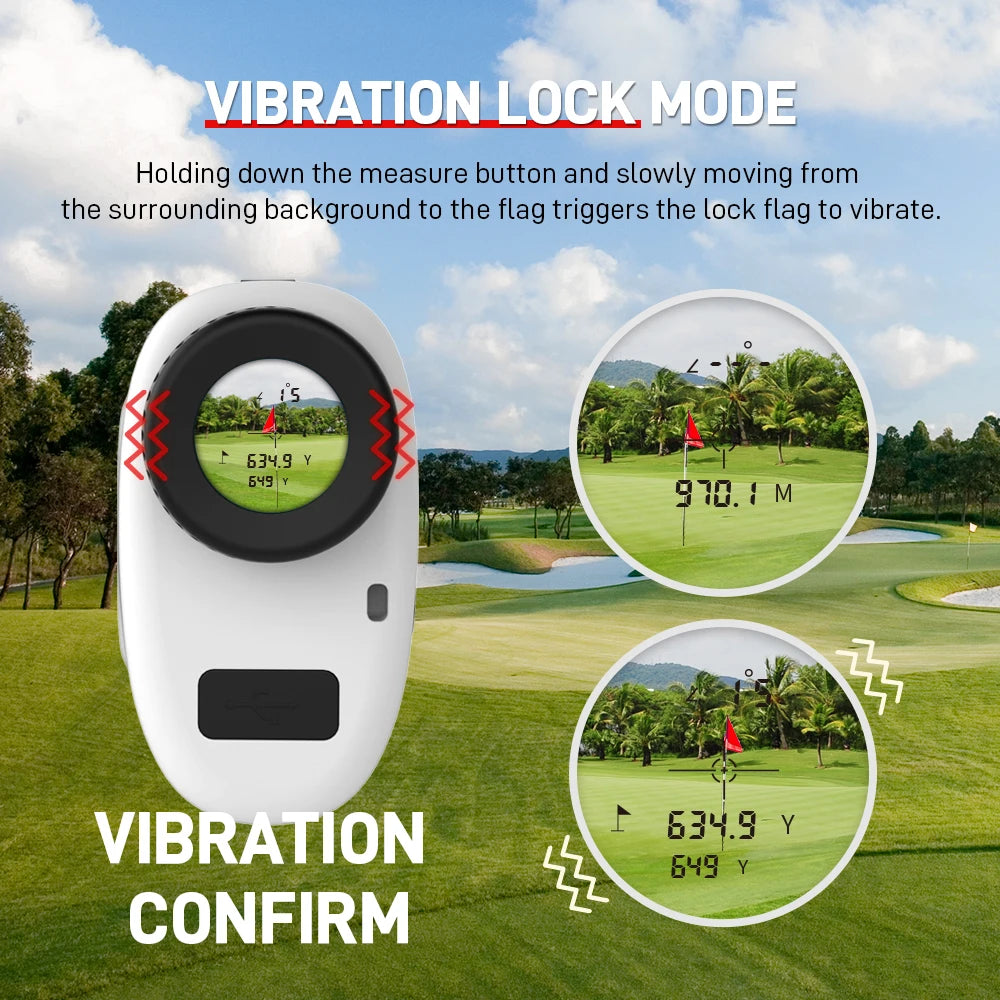 Golf Rangefinder 1000 Yards with Slope Flag Lock Vibration, Type-C Rechargeable, 6X Rangefinder For Golf Tournament