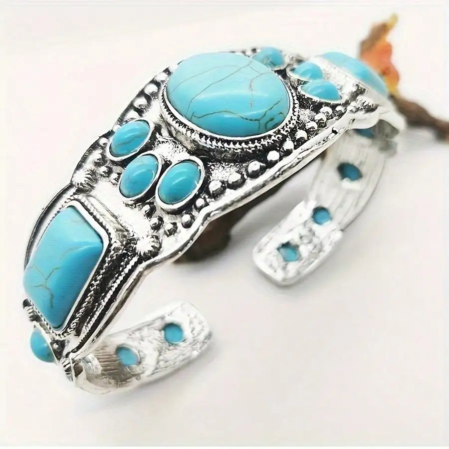 1 Piece/Retro Bohemian Natural Turquoise Bracelet  Holiday Bohemian Exquisite Accessories