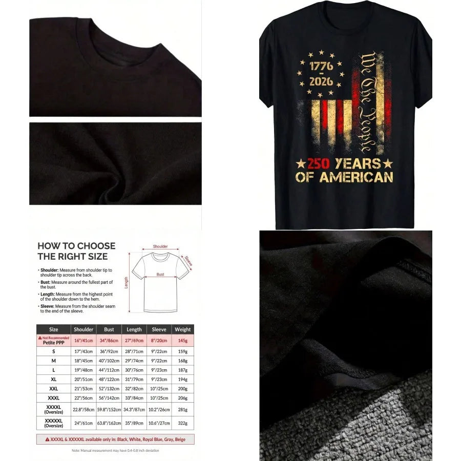 250th Anniversary US Flag T-Shirt - 250 Years Of American History We The People Patriotic Design