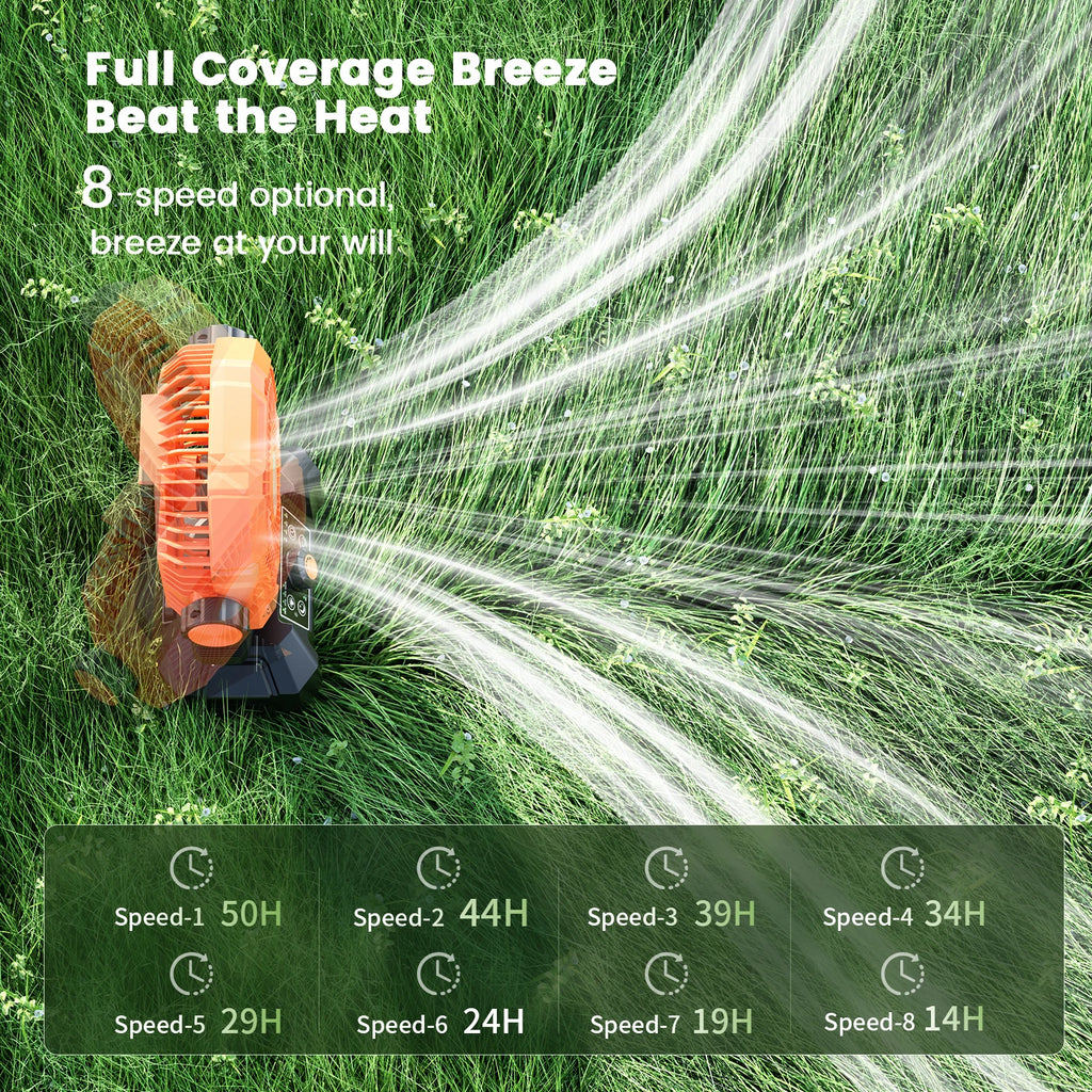 20000mAh Camping Fan with LED Lantern 8 Speed Desk Fan with Remote Portable Outdoor Fan with Hook